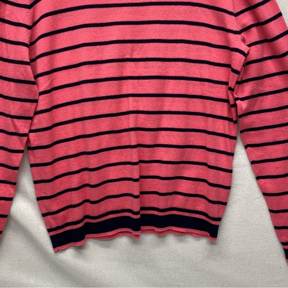 J Crew Mercantile Peyton Large Womens Sweater Mixed Striped Pink Black Casual - Picture 4 of 14